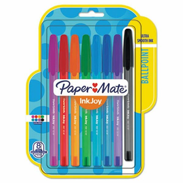 Paper Mate 1 mm InkJoy 100 Ballpoint Stick Pen - Assorted Color, 8 per Set 1945932